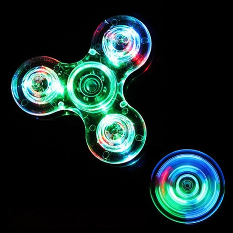 Fidget Spinner, Clear Fidget Toy, Crystal Led Light Rainbow Toy Finger Hand Spinner-Kids