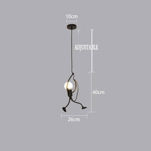 HTLLT Retro Industrial Wind Chandelier Small Man Cartoon Style Iron Ceiling Pendant Lamp Creative Simple Pendant Light E27 Base Height Adjustable Restaurant Cafe Bar Hotel,3Lampdisc,3Lampdisc