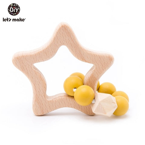 1PC Wooden Teether Hedgehog Crochet Beads  Toys For Baby Rattle