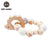 1PC Wooden Teether Hedgehog Crochet Beads  Toys For Baby Rattle