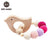 1PC Wooden Teether Hedgehog Crochet Beads  Toys For Baby Rattle