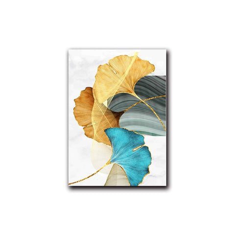 Blue Green Yellow Gold Plant Leaf Abstract Poster Nordic Canvas Print Wall Art Painting Modern Picture Living Room Decoration-40X60Cmx3 Pcs Frameless