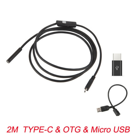 7mm Endoscope Camera Flexible IP67 Waterproof Inspection Borescope Camera for Android PC Notebook 6LEDs Adjustable