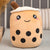 Plush Doll Figurine Toy Pet Pillow Animal, 25/35cm Cute Cartoon Fruit Bubble Tea Cup Shaped Pillow with Suction Tubes Real-Life Stuffed Soft Back Cushion Funny Boba Food