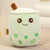 Plush Doll Figurine Toy Pet Pillow Animal, 25/35cm Cute Cartoon Fruit Bubble Tea Cup Shaped Pillow with Suction Tubes Real-Life Stuffed Soft Back Cushion Funny Boba Food