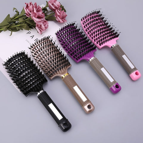 Boar Bristle Hair Brush set - Curved and Vented Detangling Hair Brush for Women Long, Thick, Thin, Curly & Tangled Hair Vent Brush Gift kit