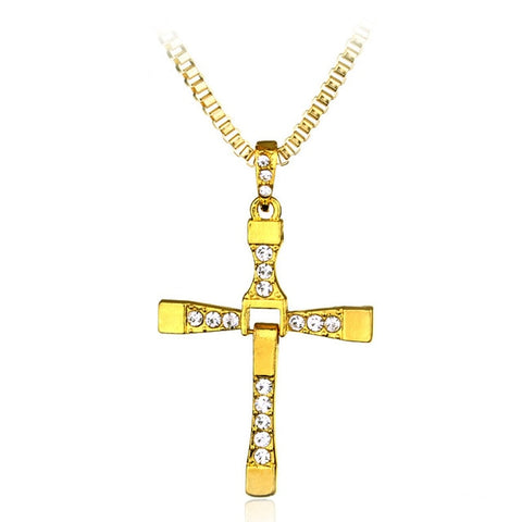 Men Crystal Jesus Cross Pendant Long Necklace Activities Male Gift Jewelry Accessory