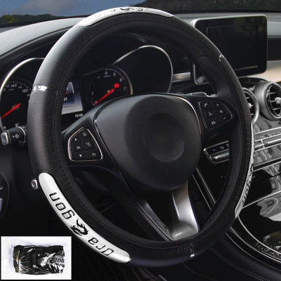 Leather Steering Wheel Cover  Universal Padded Soft Grip Breathable for Car Truck SUV Jeep Anti Slip Black and Red