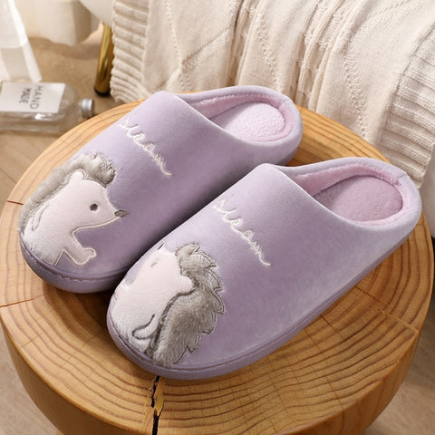 Women's Slip on Fuzzy Slippers Memory Foam House Slippers Outdoor Indoor Warm Plush Bedroom Shoes Scuff with Fur Lining