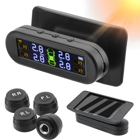 Solor TPMS Tire Pressure Sensor Fuel Save Car Tyre Pressure Monitor System With 4 External Sensor Auto Security Alarm System